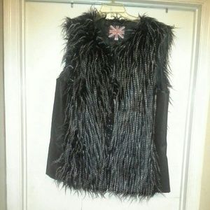 TRENDY & FUN FAUX FUR & LEATHER VEST